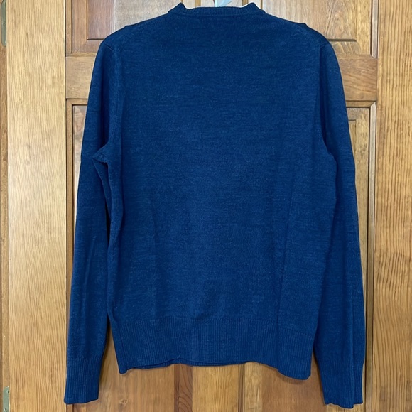 Banana Republic Extra Fine Merino navy blue mens v neck sweater - Picture 2 of 6